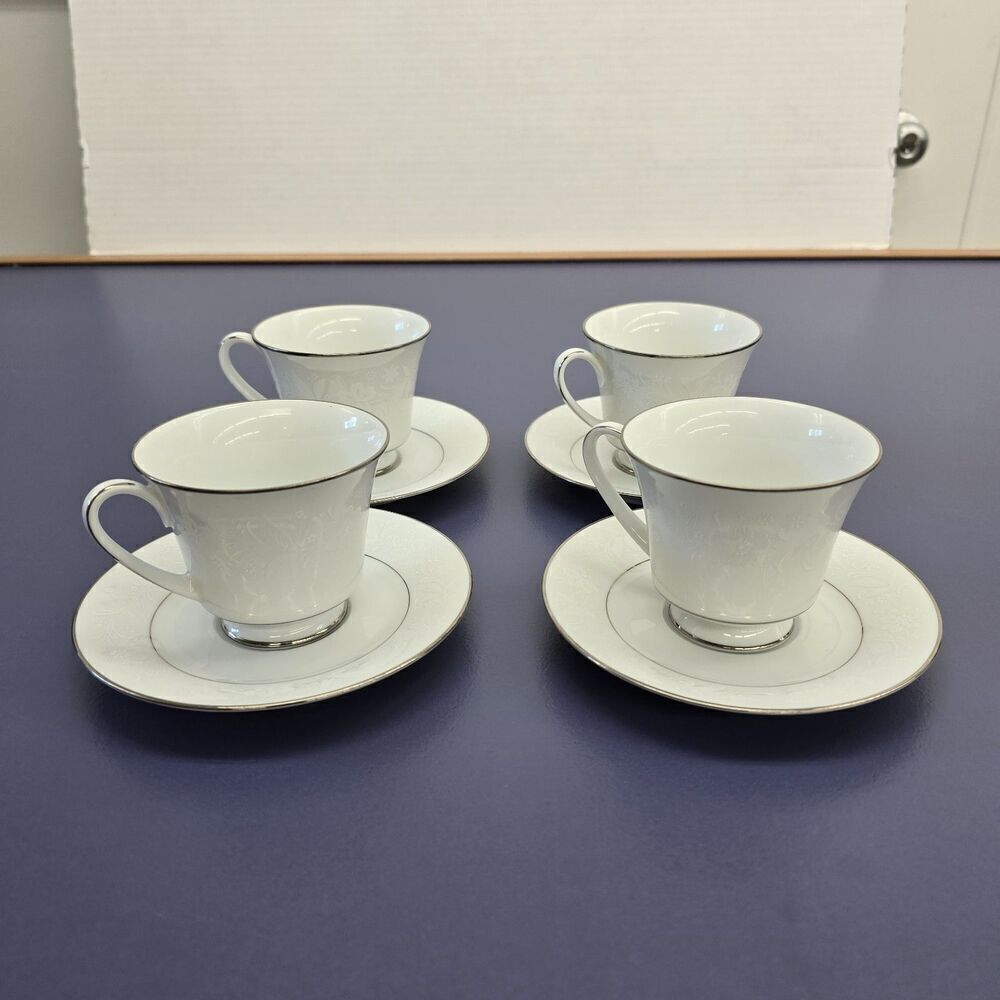 NORITAKE Rainer 6909 Cups & Saucers Set of 4 Vintage Tea Coffee Vintage